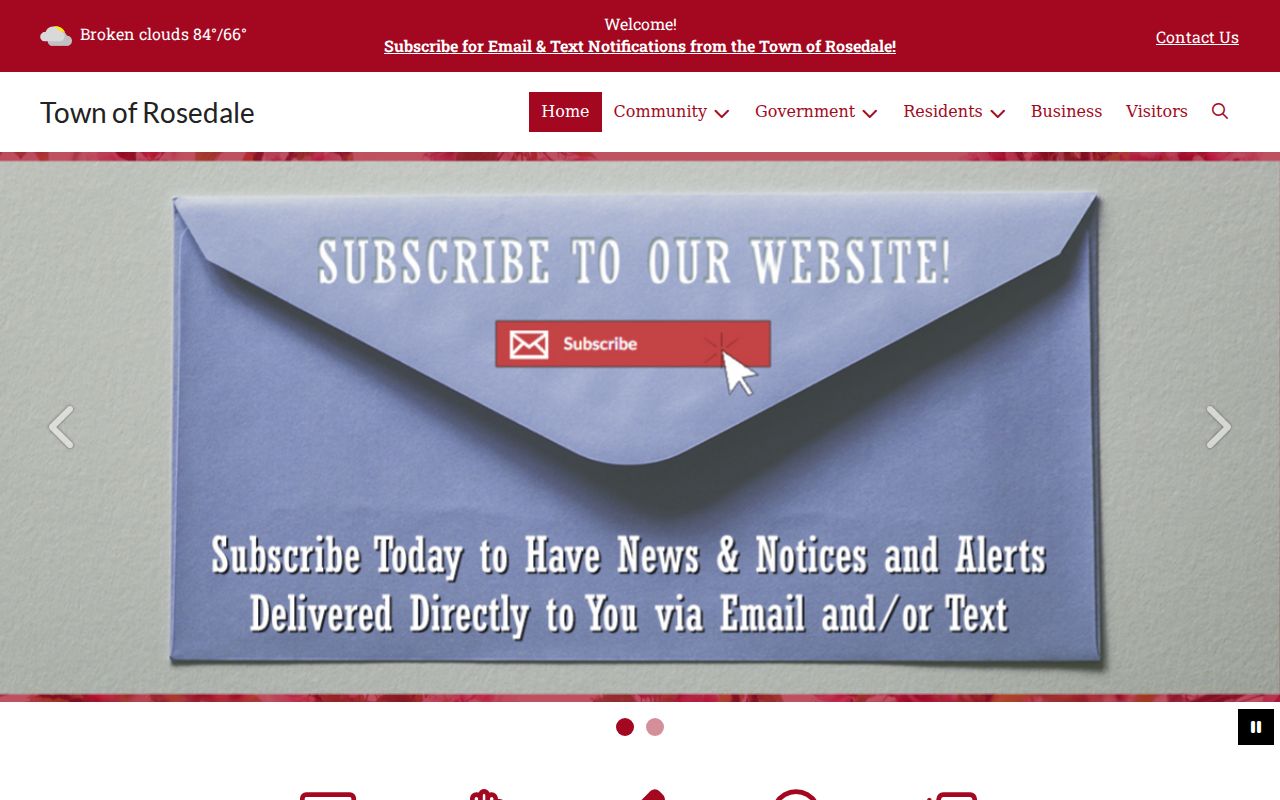 Official Town of Rosedale contact page used when no local warrant portal exists